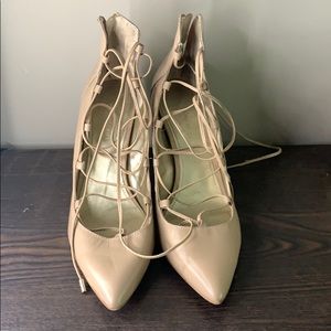 Nude Lace-Up Heels